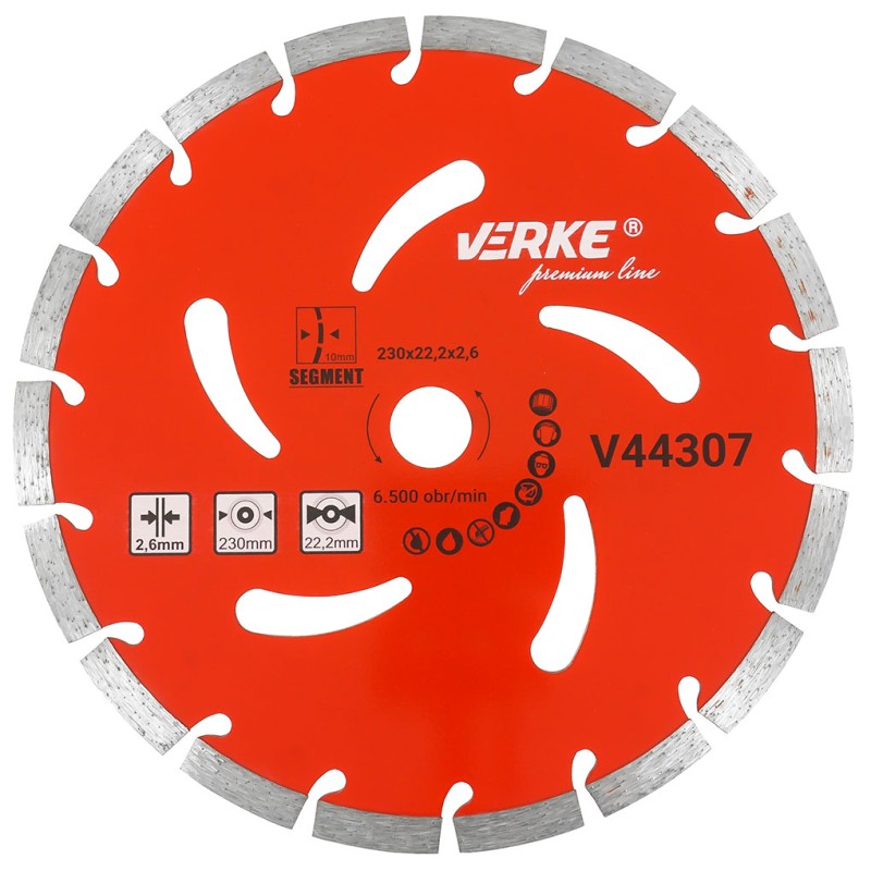 TARCZA DIAMENTOWA 230x22,2x10 mm SEGMENT VERKE PREMIUM LINE