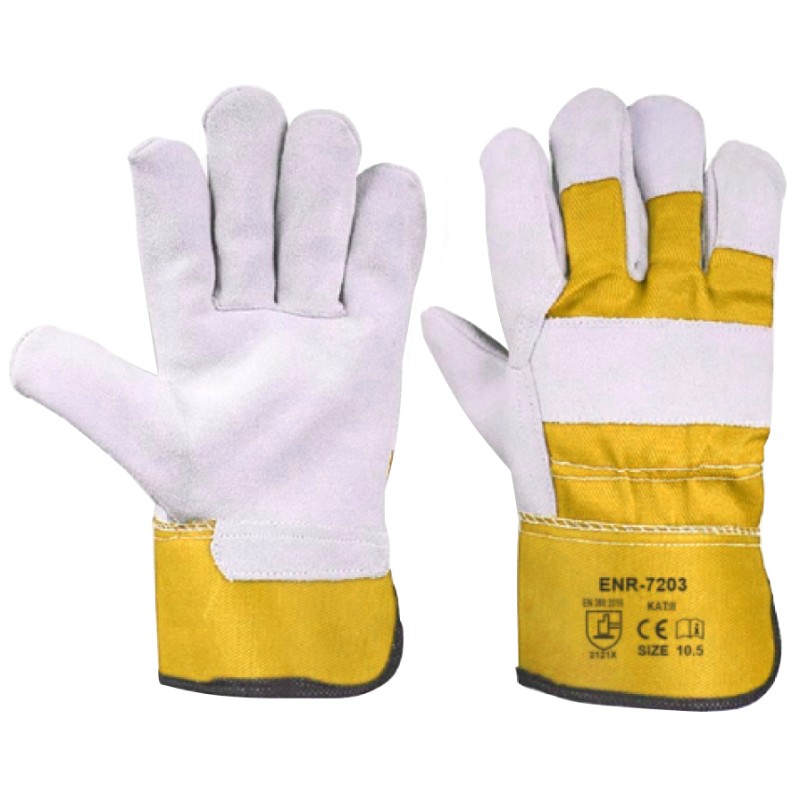 RĘKAWICE ROBOCZE, SKÓRA BYDLĘCA DRELICH R.10,5 (ENR-7203)