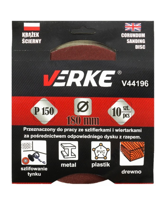 HNEDÁ MAČKA 180 MM P150 10 KS VERKE