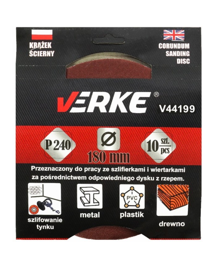 HNEDÁ MAČKA 180 MM P240 10 KS VERKE